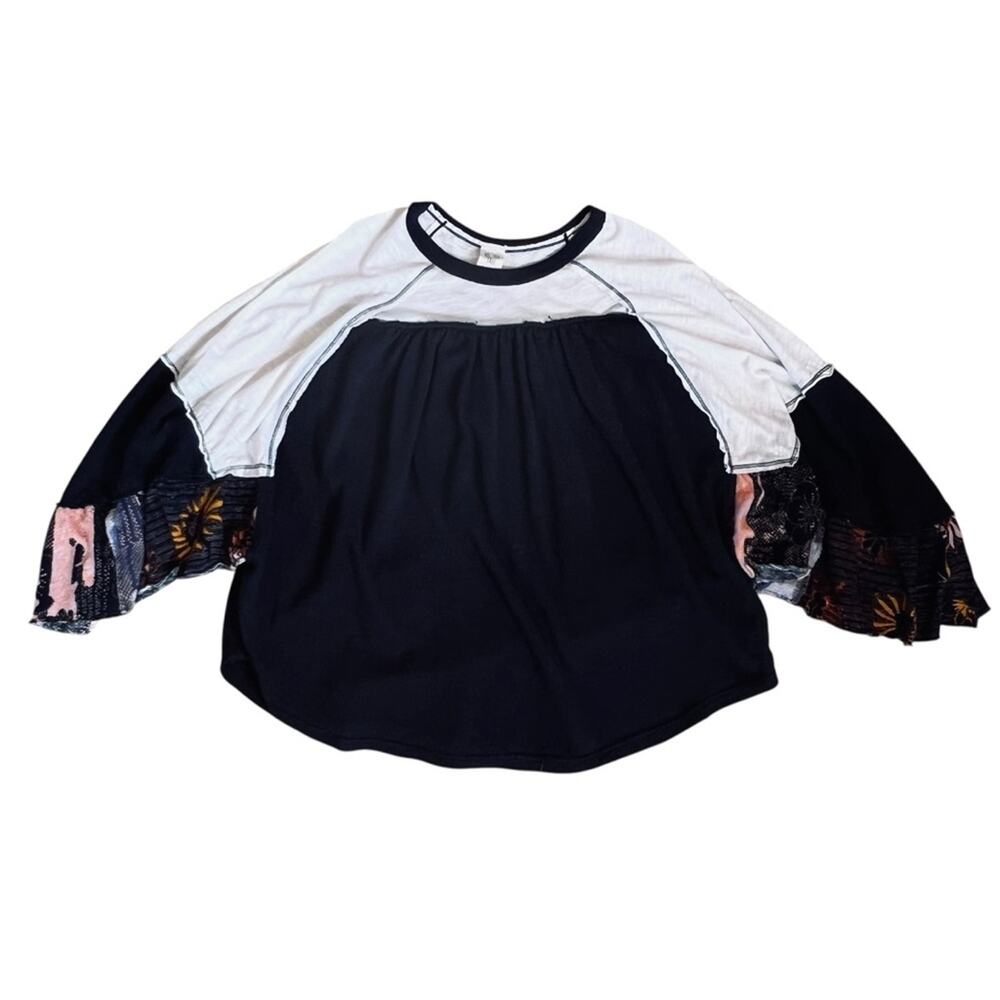 Free People We The Free Women’s Sz S Friday Fever Raglan Contrast Tee Shirt Top - Picture 3 of 13